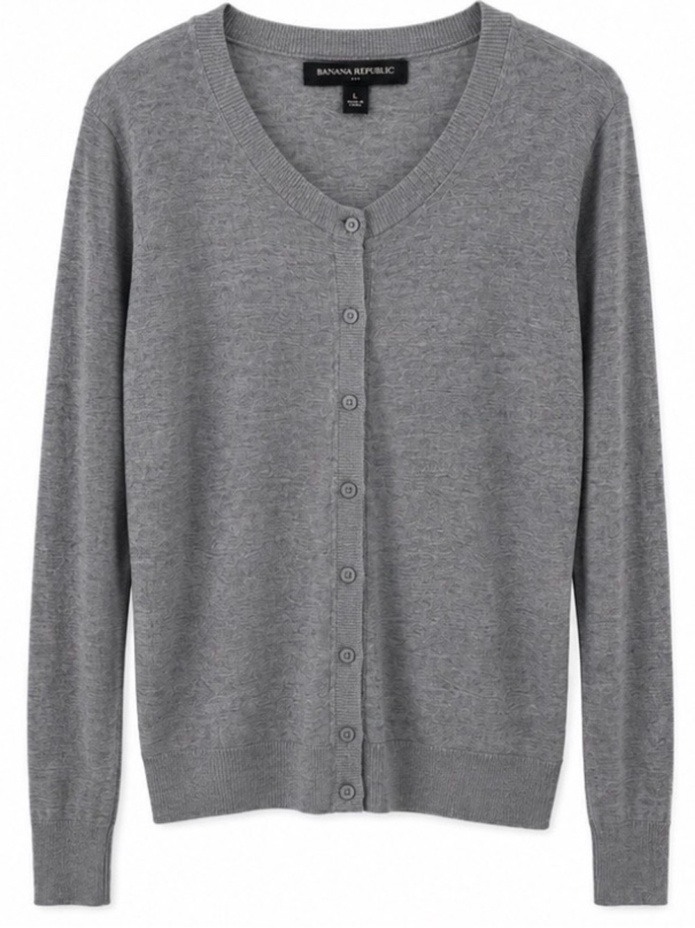 Banana Republic Gray Button-Front V-Neck Cardigan